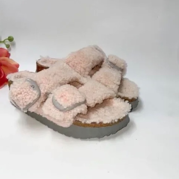 Birkenstock Papillio Arizona Big Buckle Teddy Shearling Plateau Sandals 36 - Picture 4 of 8